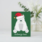 Cute Kerstpoar-Beer in Santa Hat Green Briefkaart (Staand voorkant)