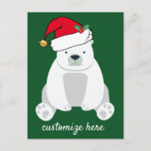 Cute Kerstpoar-Beer in Santa Hat Green Briefkaart (Voorkant)