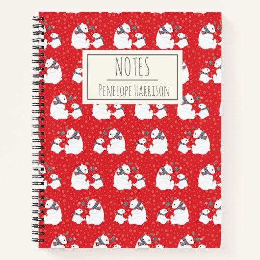 Cute Kerstpoar Beren Red, op maat gemaakt Notitieboek (Voorkant)