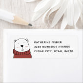 Cute kerstpolair beer. Funny Winter Animal Etiket (Insitu)