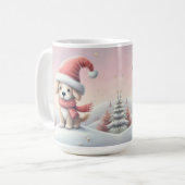 Cute Kerstpuppy met kerstmuts Koffiemok (Voorkant links)