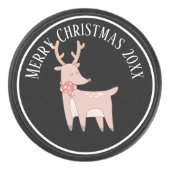 Cute Kerstreinder met illustratie Scarf Hockey Puck (Voorkant)