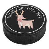 Cute Kerstreinder met illustratie Scarf Hockey Puck (3/4)