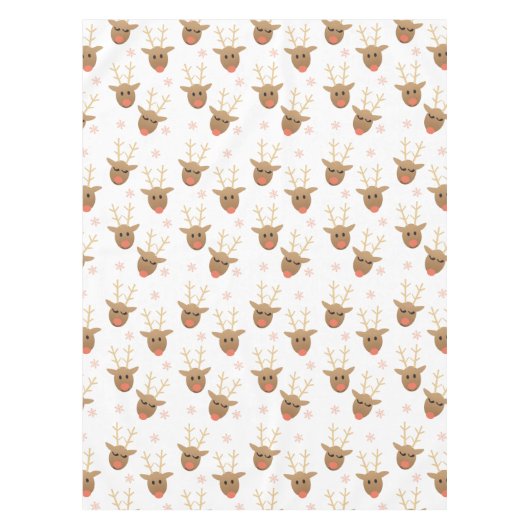 Cute Kerstrendierensnowflakes Patroon Tafelkleed (Voorkant)