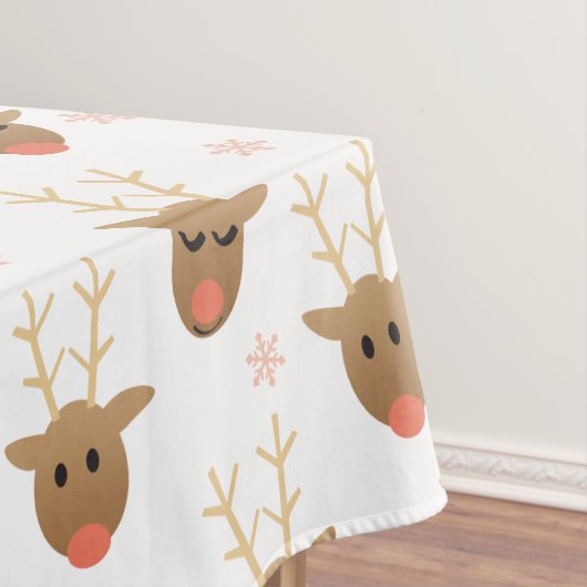 Cute Kerstrendierensnowflakes Patroon Tafelkleed (Voorbeeld)