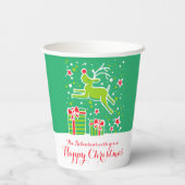 Cute-kerstrendiergroen rood, aangepast  papieren bekers (Achterkant)