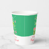 Cute-kerstrendiergroen rood, aangepast  papieren bekers (Rechts)