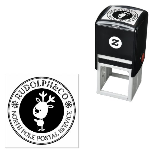 Cute Kerstrendiernoordpool Zelfinktende Stempel (In situ)