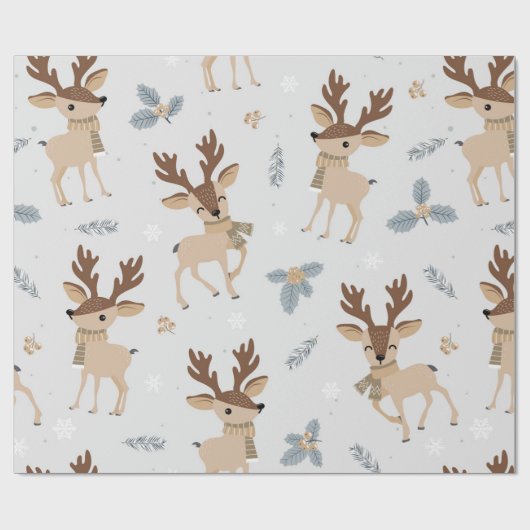 Cute Kerstrendierpatroon Cadeaupapier (Vlak)