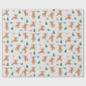 Cute Kerstrendierpatroon Cadeaupapier (Vlak)
