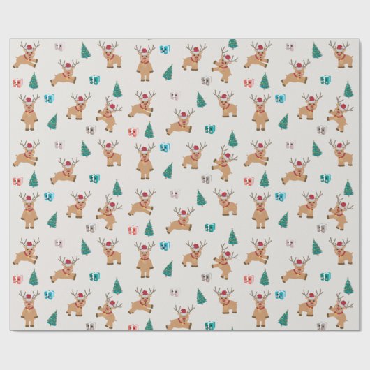 Cute Kerstrendierpatroon Cadeaupapier (Vlak)