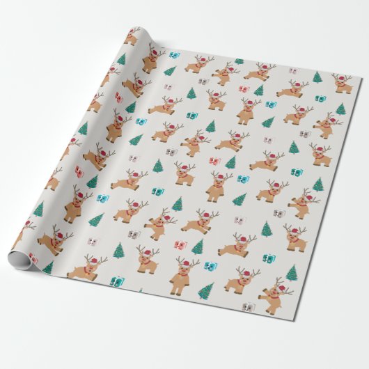 Cute Kerstrendierpatroon Cadeaupapier (Uitgerold)