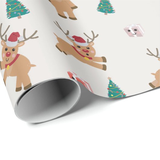 Cute Kerstrendierpatroon Cadeaupapier (Rol Hoek)