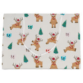 Cute Kerstrendierpatroon Groot Cadeauzakje (Voorkant)