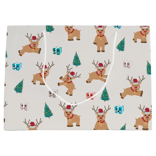 Cute Kerstrendierpatroon Groot Cadeauzakje (Voorkant)