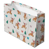 Cute Kerstrendierpatroon Groot Cadeauzakje (Achterkant Gekanteld)