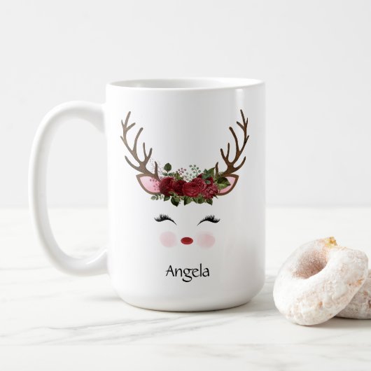 Cute Kerstrendierrode Floral Koffiemok (Met donut)