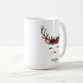 Cute Kerstrendierrode Floral Koffiemok (Voorkant rechts)