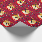 Cute Kerstrendierrood Cadeaupapier (Hoek)
