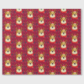 Cute Kerstrendierrood Cadeaupapier (Vlak)