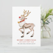 Cute kerstrendiertjes Funny Corporate Greeting Feestdagenkaart (Staand voorkant)