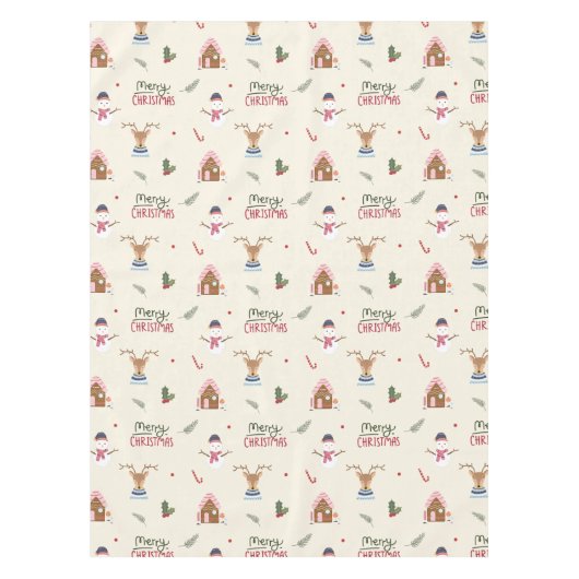 Cute kerstrenrennier Snowman Pattern Whimsical Tafelkleed (Voorkant)