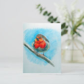 Cute KerstRobin Briefkaart (Staand voorkant)