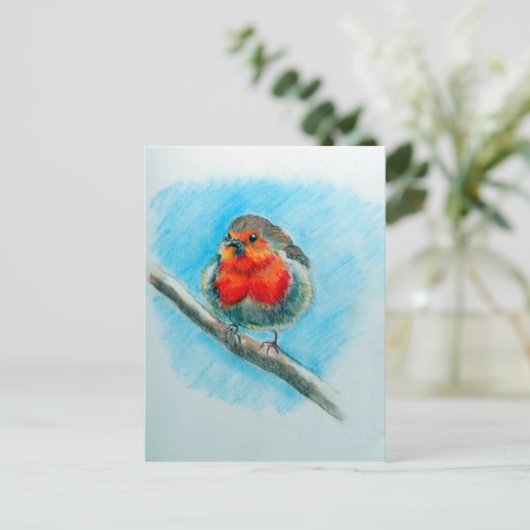Cute KerstRobin Briefkaart (Staand voorkant)