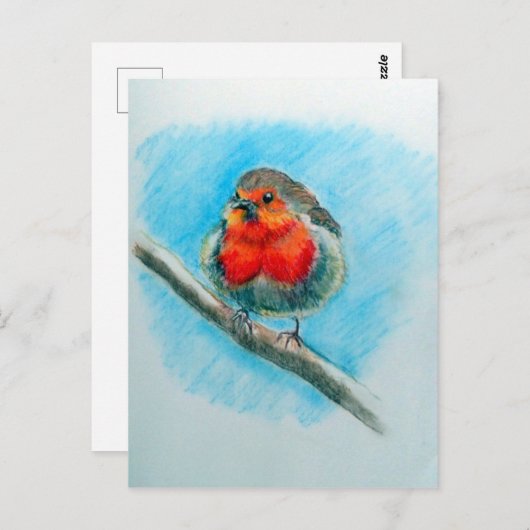 Cute KerstRobin Briefkaart (Voorkant / Achterkant)