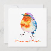 Cute KerstRobin Merry en Bright Card (Voorkant)