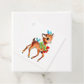 Cute Kerstrobow Green Holly Reindeer Bedankjes Labels (In situ)