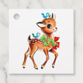 Cute Kerstrobow Green Holly Reindeer Bedankjes Labels (Voorkant)