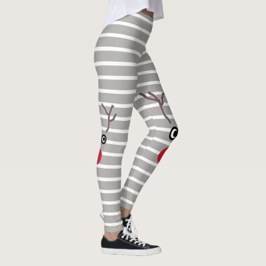 Cute Kerstrode nose rendierstriped Leggings (Rechts)