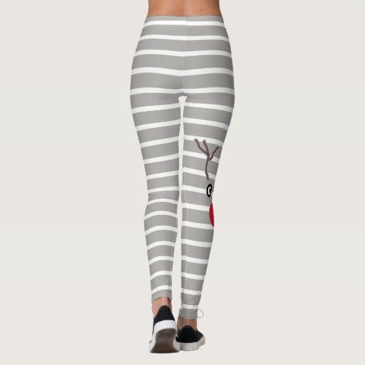 Cute Kerstrode nose rendierstriped Leggings (Achterkant)