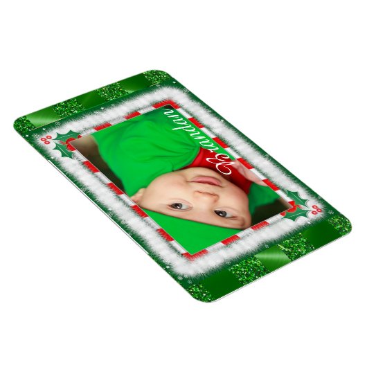 Cute Kerstroet en Green Baby Photo Magnet Magneet (Rechterzijde)