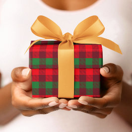 Cute Kerstroet en Green Buffalo Pset Pattern Cadeaupapier