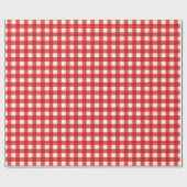 Cute Kerstrood gingham-omslagpapier Cadeaupapier (Vlak)