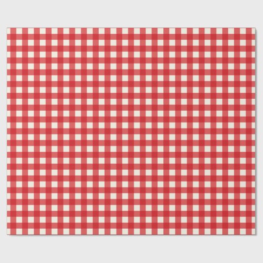 Cute Kerstrood gingham-omslagpapier Cadeaupapier (Vlak)