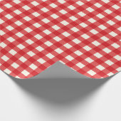 Cute Kerstrood gingham-omslagpapier Cadeaupapier (Hoek)