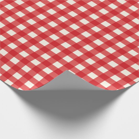 Cute Kerstrood gingham-omslagpapier Cadeaupapier (Hoek)