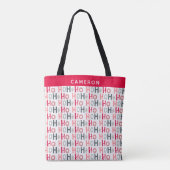 Cute Kerstroodgrijs HO HO Persoonlijk Tote Bag (Achterkant)