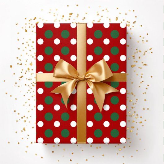 Cute Kerstroodrode rode poka Dots Pattern Cadeaupapier