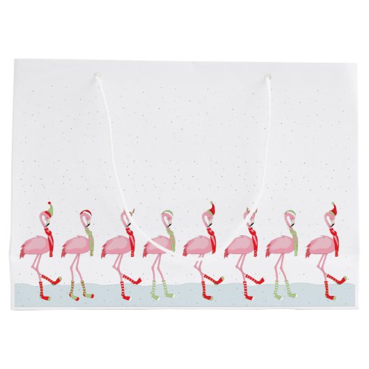 Cute Kerstroze flamingo Groot Cadeauzakje (Achterkant)