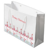 Cute Kerstroze flamingo Groot Cadeauzakje (Voorkant Gekanteld)