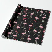 Cute kerstroze flamingo patroon cadeaupapier (Uitgerold)