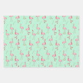 Cute kerstroze flamingo patroon inpakpapier vel (Voorkant 2)