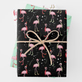 Cute kerstroze flamingo patroon inpakpapier vel (In situ)