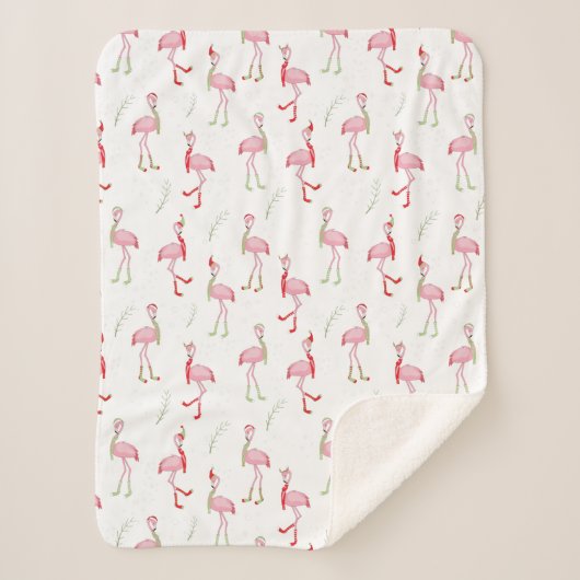 Cute kerstroze flamingo patroon sherpa deken (Voorkant)