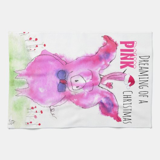 Cute Kerstroze keukenhanddoek (Horizontaal)