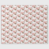 Cute Kerstroze Retro  Black Santa Gift Cadeaupapier (Vlak)